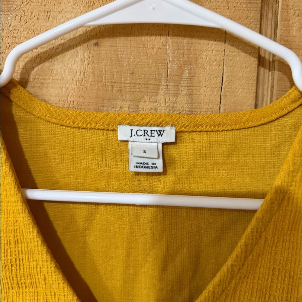 J. Crew Yellow V-Neck Tie-Front Tee